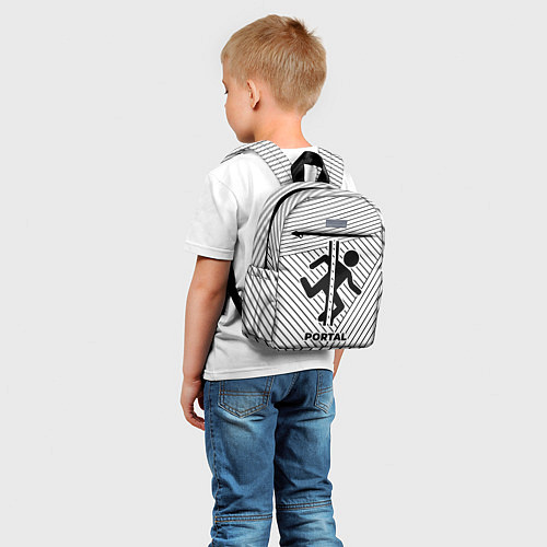 Детский рюкзак Символ Portal на светлом фоне с полосами / 3D-принт – фото 5