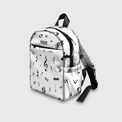 Детский рюкзак Нотные Знаки Черные на Белом, цвет: 3D-принт — фото 2
