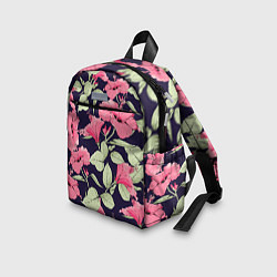 Детский рюкзак Цветы Розовые Гибискусы На Тёмно-Синем Фоне, цвет: 3D-принт — фото 2