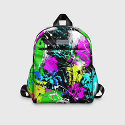 Детский рюкзак Разноцветные пятна краски на черном фоне, цвет: 3D-принт