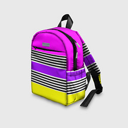Детский рюкзак Яркие неоновые полосы в сочетании с черно-белыми п, цвет: 3D-принт — фото 2