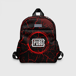 Детский рюкзак Символ PUBG и краска вокруг на темном фоне, цвет: 3D-принт