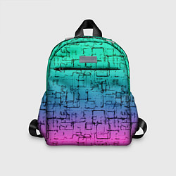 Детский рюкзак Абстрактный узор на розово-бирюзовом градиентном ф, цвет: 3D-принт