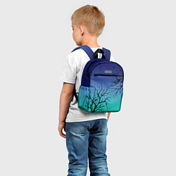 Детский рюкзак Черные абстрактные ветки деревьев на сине-зеленом, цвет: 3D-принт — фото 2