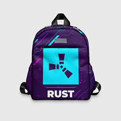 Детский рюкзак Символ Rust в неоновых цветах на темном фоне, цвет: 3D-принт