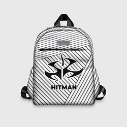 Детский рюкзак Символ Hitman на светлом фоне с полосами