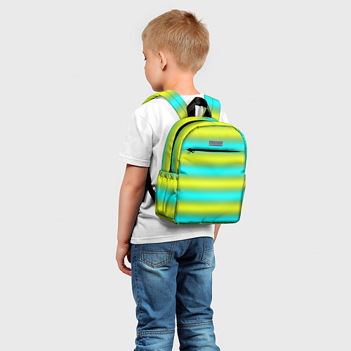 Детский рюкзак Бирюзово-желтые неоновые полосы / 3D-принт – фото 5