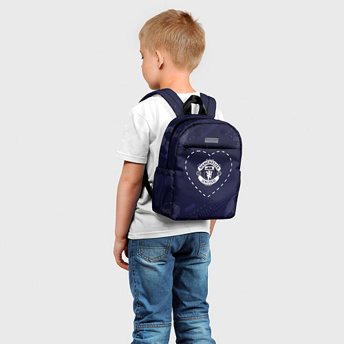 Детский рюкзак Лого Manchester United в сердечке на фоне мячей / 3D-принт – фото 5