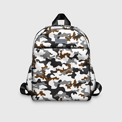 Детский рюкзак Камуфляж Чёрно-Белый Camouflage Black-White, цвет: 3D-принт