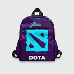 Детский рюкзак Символ Dota в неоновых цветах на темном фоне, цвет: 3D-принт