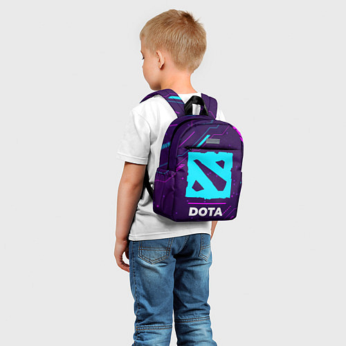 Детский рюкзак Символ Dota в неоновых цветах на темном фоне / 3D-принт – фото 5