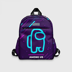 Детский рюкзак Символ Among Us в неоновых цветах на темном фоне