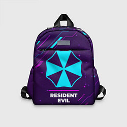 Детский рюкзак Символ Resident Evil в неоновых цветах на темном ф, цвет: 3D-принт
