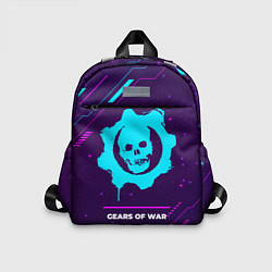 Детский рюкзак Символ Gears of War в неоновых цветах на темном фо