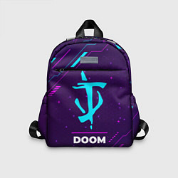 Детский рюкзак Символ Doom в неоновых цветах на темном фоне, цвет: 3D-принт