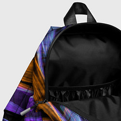 Детский рюкзак Неоновые прерывающиеся линии - Оранжевый и фиолето, цвет: 3D-принт — фото 2
