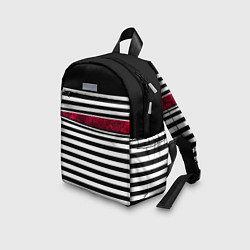 Детский рюкзак Полосатый современный черно-белый с красной вставк, цвет: 3D-принт — фото 2