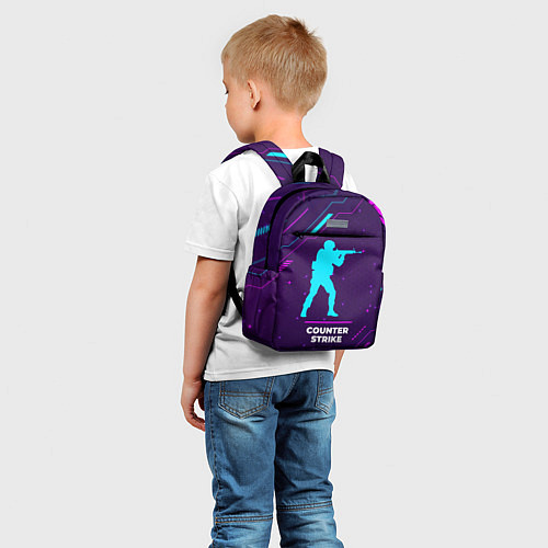 Детский рюкзак Символ Counter Strike в неоновых цветах на темном / 3D-принт – фото 5