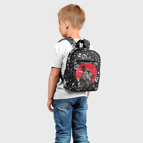 Детский рюкзак Призрак Цусимы Самурай Красное солнце Япония / 3D-принт – фото 5