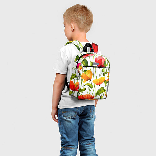 Детский рюкзак Волнообразный узор из цветков мака Лето / 3D-принт – фото 5