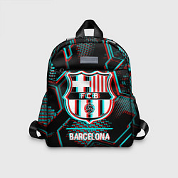 Детский рюкзак Barcelona FC в стиле Glitch на темном фоне, цвет: 3D-принт