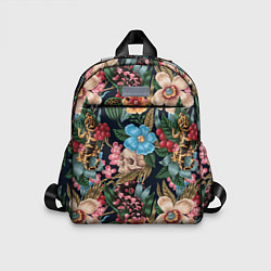 Детский рюкзак Паттерн из цветов, черепов и саламандр, цвет: 3D-принт