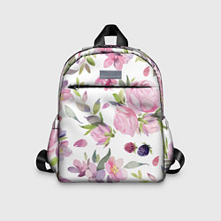 Детский рюкзак Летний красочный паттерн из цветков розы и ягод еж, цвет: 3D-принт