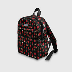 Детский рюкзак Красные Божьи коровки на черном фоне ladybug, цвет: 3D-принт — фото 2