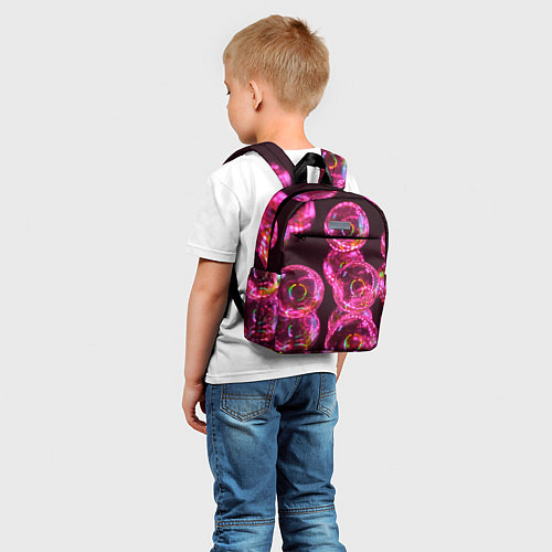 Детский рюкзак Неоновые сюрреалистичные пузыри - Розовый / 3D-принт – фото 5