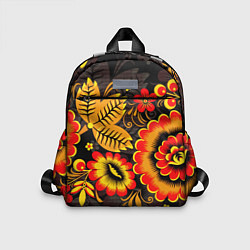 Детский рюкзак Хохломская Роспись Цветы На Тёмном Фоне