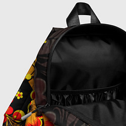 Детский рюкзак Хохломская Роспись Цветы На Тёмном Фоне, цвет: 3D-принт — фото 2