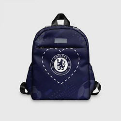 Детский рюкзак Лого Chelsea в сердечке на фоне мячей, цвет: 3D-принт