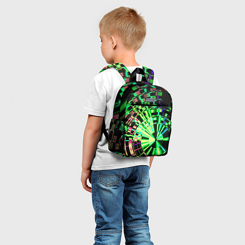 Детский рюкзак Неоновые дискообразные узоры - Зелёный / 3D-принт – фото 5