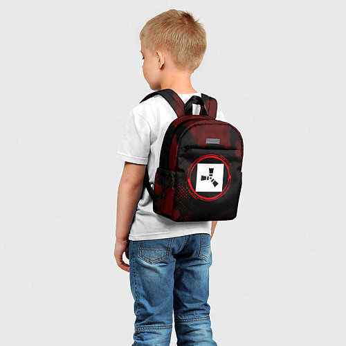 Детский рюкзак Символ Rust и краска вокруг на темном фоне / 3D-принт – фото 5