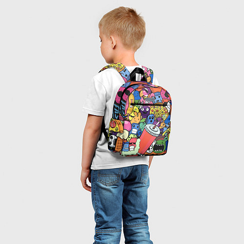 Детский рюкзак Fast food pattern Pop art Fashion trend / 3D-принт – фото 5