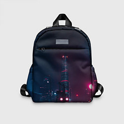 Детский рюкзак Неоновый ночной город - Тёмно-розовый, цвет: 3D-принт