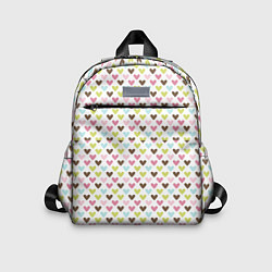 Детский рюкзак Разноцветные светлые сердечки, цвет: 3D-принт