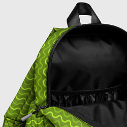 Детский рюкзак Зеленые светлые и темные волнистые полосы, цвет: 3D-принт — фото 2