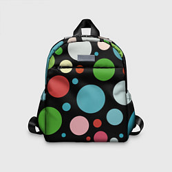 Детский рюкзак Разноцветные круги на чёрном фоне, цвет: 3D-принт