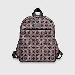 Детский рюкзак Красный, черный квадраты на гранжевом сером