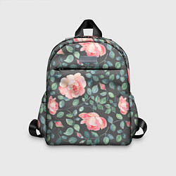 Детский рюкзак Розовые розы на сером фоне Цветы, цвет: 3D-принт
