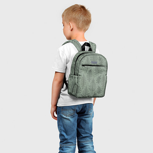 Детский рюкзак Листья папоротника на зеленом фоне Минимализм / 3D-принт – фото 5