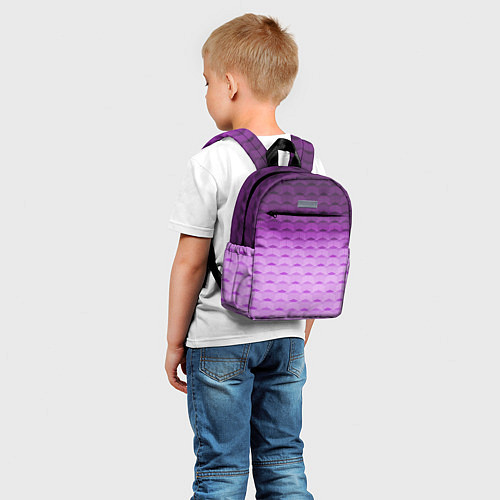 Детский рюкзак Фиолетово-розовый геометрический узор Градиент / 3D-принт – фото 5