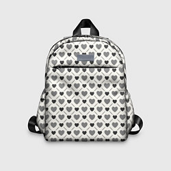 Детский рюкзак Сердечки черно-белые паттерн, цвет: 3D-принт
