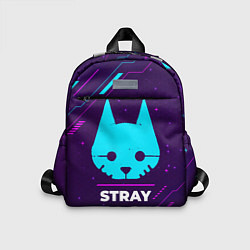 Детский рюкзак Символ Stray в неоновых цветах на темном фоне, цвет: 3D-принт