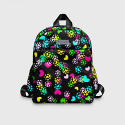 Детский рюкзак Весна в сердцах на черном фоне, цвет: 3D-принт