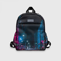 Детский рюкзак Неоновая пустая улица города - Синий, цвет: 3D-принт