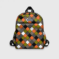 Детский рюкзак Геометрический узор в коричнево-оливковых тонах, цвет: 3D-принт