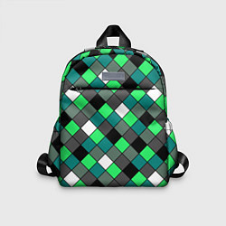 Детский рюкзак Геометрический узор в зеленых и черный тонах, цвет: 3D-принт