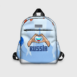 Детский рюкзак Люблю Россию - сердечко руками, цвет: 3D-принт